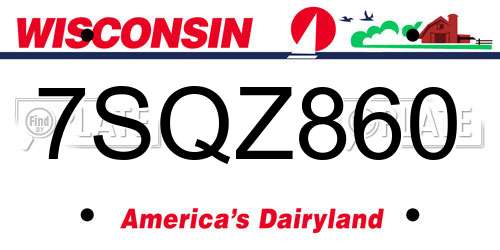 7SQZ860 Wisconsin License Plate