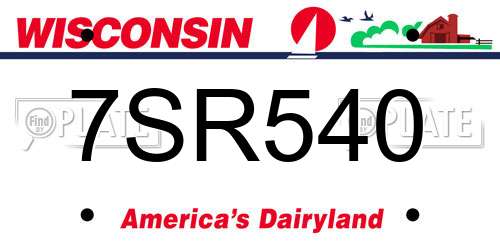 7SR540 Wisconsin License Plate