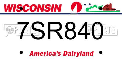 7SR840 Wisconsin License Plate