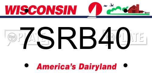 7SRB40 Wisconsin License Plate