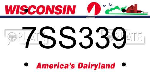 7SS339 Wisconsin License Plate