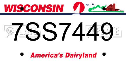 7SS7449 Wisconsin License Plate