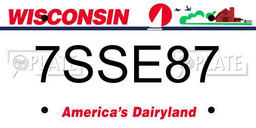 7SSE87 Wisconsin License Plate