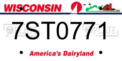 7ST0771 Wisconsin License Plate