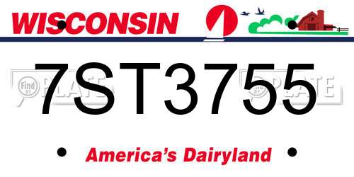 7ST3755 Wisconsin License Plate