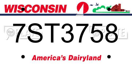 7ST3758 Wisconsin License Plate