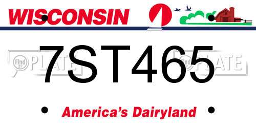 7ST465 Wisconsin License Plate