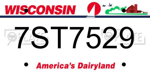 7ST7529 Wisconsin License Plate