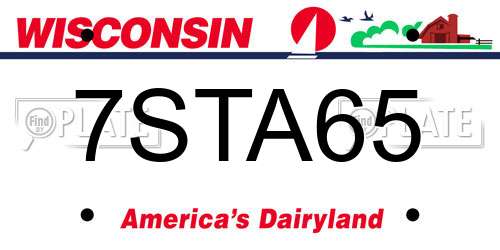 7STA65 Wisconsin License Plate