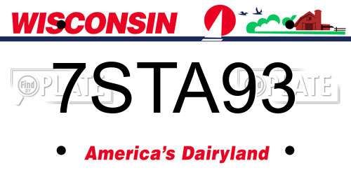 7STA93 Wisconsin License Plate