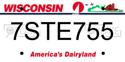 7STE755 Wisconsin License Plate
