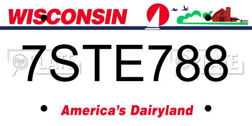 7STE788 Wisconsin License Plate