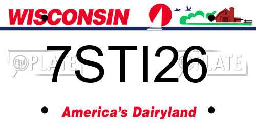 7STI26 Wisconsin License Plate