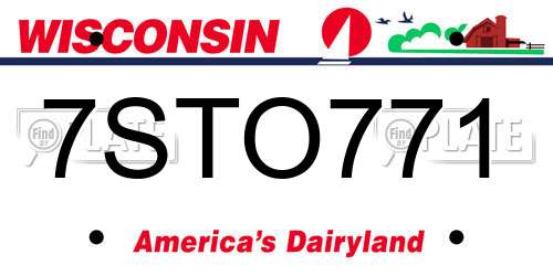 7STO771 Wisconsin License Plate