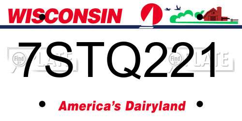 7STQ221 Wisconsin License Plate