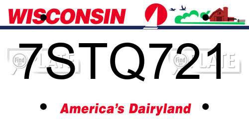 7STQ721 Wisconsin License Plate