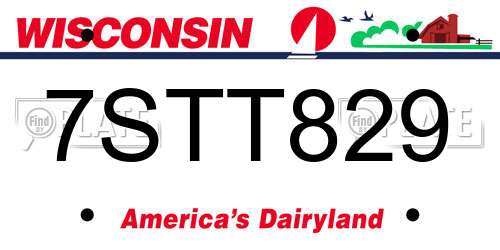 7STT829 Wisconsin License Plate