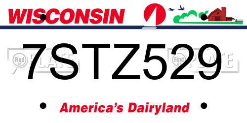 7STZ529 Wisconsin License Plate