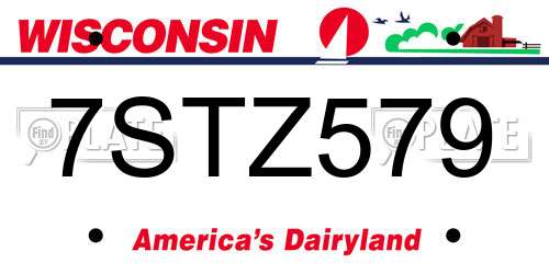 7STZ579 Wisconsin License Plate
