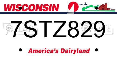7STZ829 Wisconsin License Plate