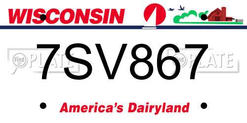 7SV867 Wisconsin License Plate