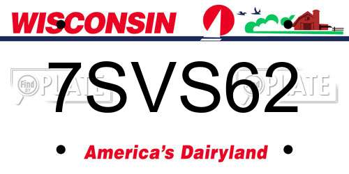 7SVS62 Wisconsin License Plate