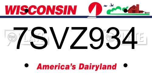 7SVZ934 Wisconsin License Plate