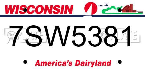 7SW5381 Wisconsin License Plate