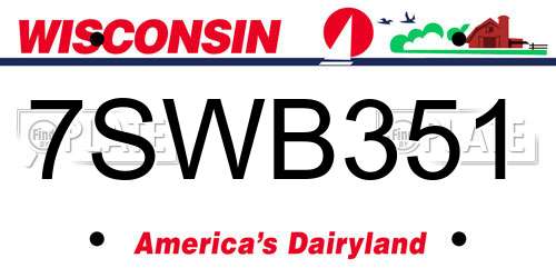 7SWB351 Wisconsin License Plate