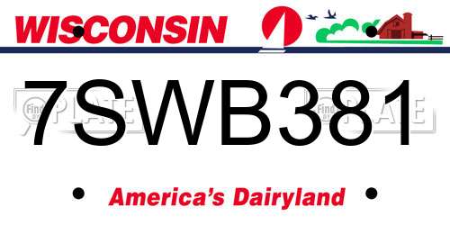 7SWB381 Wisconsin License Plate