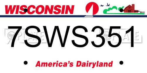 7SWS351 Wisconsin License Plate