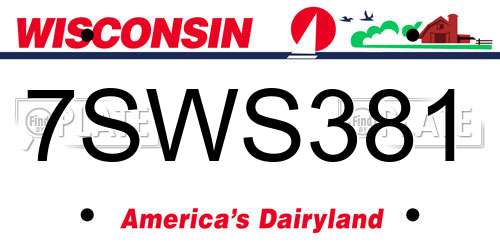 7SWS381 Wisconsin License Plate