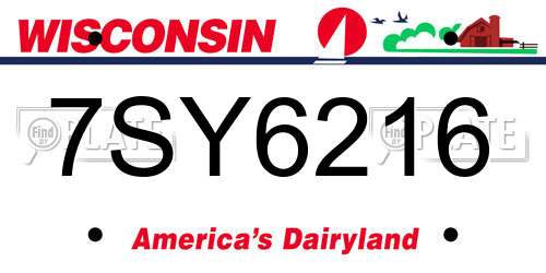 7SY6216 Wisconsin License Plate