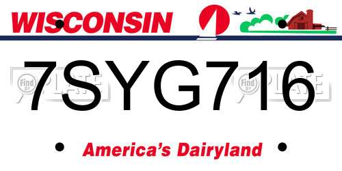 7SYG716 Wisconsin License Plate