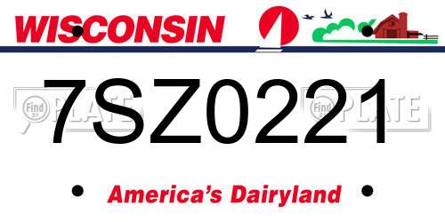 7SZ0221 Wisconsin License Plate