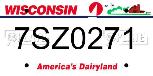 7SZ0271 Wisconsin License Plate