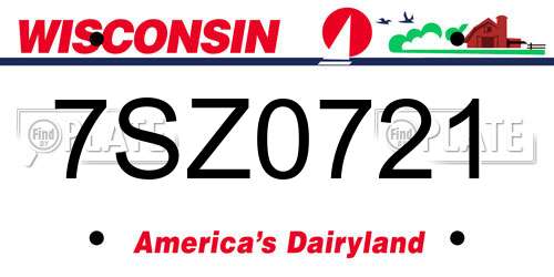 7SZ0721 Wisconsin License Plate