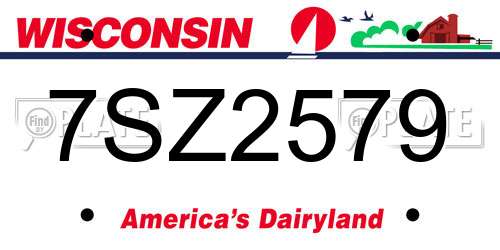 7SZ2579 Wisconsin License Plate