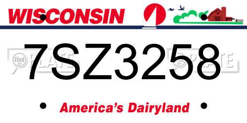 7SZ3258 Wisconsin License Plate