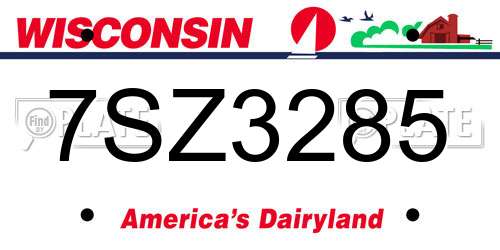 7SZ3285 Wisconsin License Plate