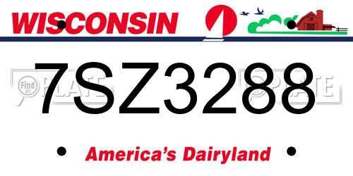 7SZ3288 Wisconsin License Plate