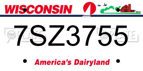 7SZ3755 Wisconsin License Plate