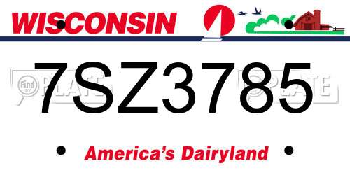 7SZ3785 Wisconsin License Plate