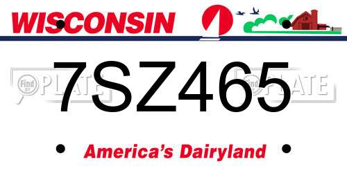 7SZ465 Wisconsin License Plate