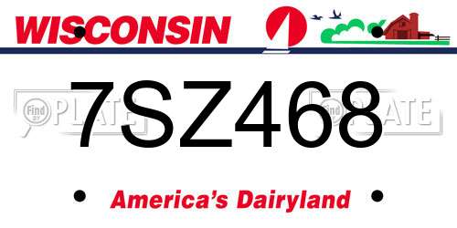 7SZ468 Wisconsin License Plate