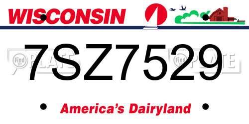 7SZ7529 Wisconsin License Plate