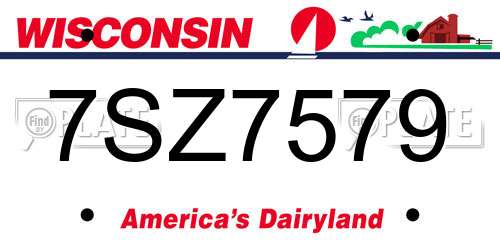 7SZ7579 Wisconsin License Plate