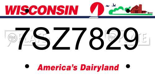 7SZ7829 Wisconsin License Plate