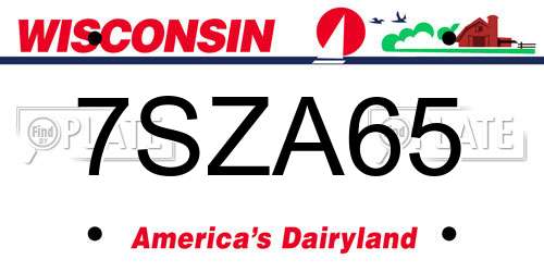 7SZA65 Wisconsin License Plate