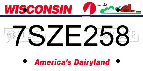 7SZE258 Wisconsin License Plate